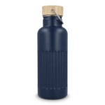 Botella térmica antigoteo con tapa de bambú y asa metálica 500ml color azul oscuro quinta vista