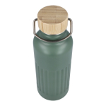 Botella térmica antigoteo con tapa de bambú y asa metálica 500ml color verde oliva septima vista
