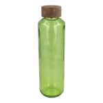 Botella fabricada en Europa de vidrio reciclado y tapón de madera 650ml color verde lima transparente
