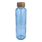 Botella fabricada en Europa de vidrio reciclado y tapón de madera 650ml color azul claro transparente