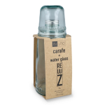 Jarra fabricado en Europa con tapón metálico y vaso a juego 1L color transparente cuarta vista