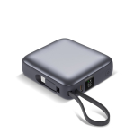 Power bank con cables integrados y carga rápida 10.000mAh color gris oscuro
