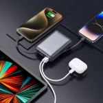 Power bank personalizable con pantalla LED y carga rápida 20.000mAh color gris oscuro quinta vista