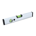 Nivel de burbuja con escala hasta 30cm con doble burbuja color blanco