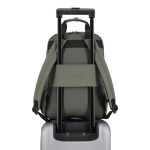 Mochila ideal para viajes con correa para trolley y asas color verde oscuro cuarta vista