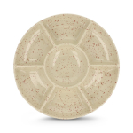 Plato de cerámica artesanal con diseño de salpicado Sagaform color beige tercera vista