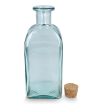 Botella cuadrada de vidrio fabricada en Europa con tapa antigoteo 1L color transparente quinta vista