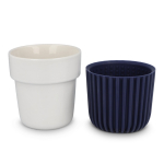 Taza de porcelana fabricada en Europa con funda aislante 280ml color azul oscuro tercera vista
