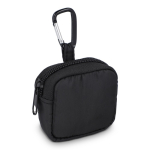 Estuche para auriculares con mosquetón y cierre de cremallera color negro