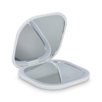Espejo compacto con luz recargable y aumento doble ideal para viajes color blanco segunda vista