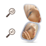Espejo compacto con luz recargable y aumento doble ideal para viajes color blanco sexta vista