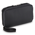 Bolsa organizadora de tecnología en plástico reciclado con cremallera color negro