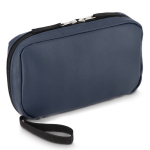 Bolsa organizadora de tecnología en plástico reciclado con cremallera color azul oscuro