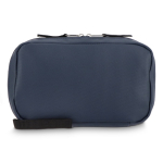 Bolsa organizadora de tecnología en plástico reciclado con cremallera color azul oscuro segunda vista
