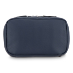 Bolsa organizadora de tecnología en plástico reciclado con cremallera color azul oscuro tercera vista