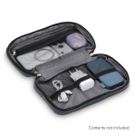 Bolsa organizadora de tecnología en plástico reciclado con cremallera color azul oscuro quinta vista