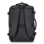 Mochila de viaje expandible y espaciosa apta para equipaje de mano color negro tercera vista