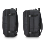 Mochila de viaje expandible y espaciosa apta para equipaje de mano color negro quinta vista