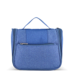 Neceser de plástico reciclado con gancho interior para colgar y asa color azul
