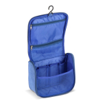 Neceser de plástico reciclado con gancho interior para colgar y asa color azul segunda vista