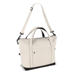 Bolsa de viaje de algodón y fibras recicladas con asas cortas y largas color beige