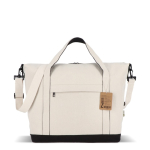 Bolsa de viaje de algodón y fibras recicladas con asas cortas y largas color beige cuarta vista