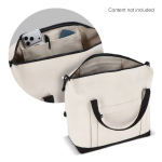 Bolsa de viaje de algodón y fibras recicladas con asas cortas y largas color beige quinta vista