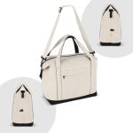 Bolsa de viaje de algodón y fibras recicladas con asas cortas y largas color beige octava vista