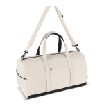 Bolsa de viaje de algodón y poliéster con bolsillo frontal y lateral color beige