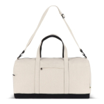 Bolsa de viaje de algodón y poliéster con bolsillo frontal y lateral color beige segunda vista