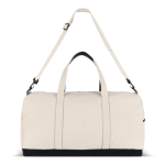 Bolsa de viaje de algodón y poliéster con bolsillo frontal y lateral color beige tercera vista