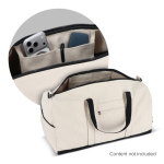 Bolsa de viaje de algodón y poliéster con bolsillo frontal y lateral color beige quinta vista
