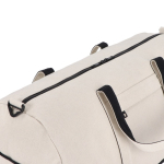 Bolsa de viaje de algodón y poliéster con bolsillo frontal y lateral color beige septima vista