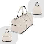 Bolsa de viaje de algodón y poliéster con bolsillo frontal y lateral color beige octava vista