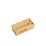 Soporte multifuncional de bambú natural con altavoz ampliador vista 1