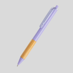 Bolígrafo con clip translúcido y agarre de bambú de tinta negra