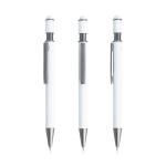 Bolígrafo aluminio reciclado con spinner y puntero táctil tinta azul color blanco