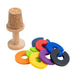 Tapón de corcho para botella con anillos de colores marcacopas vista 3