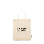 Bolsa asas cortas en algodón reciclado y plástico reciclado 140 g/m2 vista de impresión