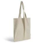 Bolsa de algodón reciclado melange con asas largas resistencia 8kg color verde oliva vista 2