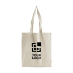 Bolsa de algodón reciclado melange con asas largas resistencia 8kg vista de impresión