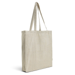 Bolsa de algodón reciclado melange con asas largas 150 g/m2 vista 1