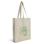 Bolsa de algodón reciclado melange con asas largas 150 g/m2 vista con logo impreso