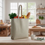 Bolsa de algodón reciclado melange con asas largas 150 g/m2 vista 1