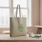 Bolsa de algodón reciclado melange con asas largas 150 g/m2 vista de ambiente