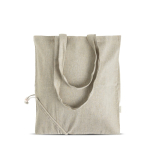 Bolsa plegable de algodón reciclado melange con asas largas 150 g/m2 color verde oliva