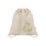 Mochila de cuerdas de algodón y plástico reciclado 140 g/m2 vista con logo impreso