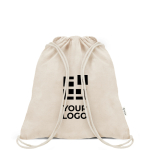 Mochila de cuerdas de algodón y plástico reciclado 140 g/m2 vista de impresión