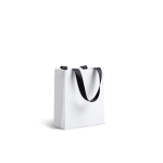 Bolsa de papel premium en acabado mate con asas de tela resistente 4kg color blanco vista 2
