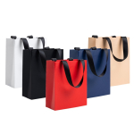 Bolsa de papel premium en acabado mate con asas de tela resistente 4kg vista con varios colores